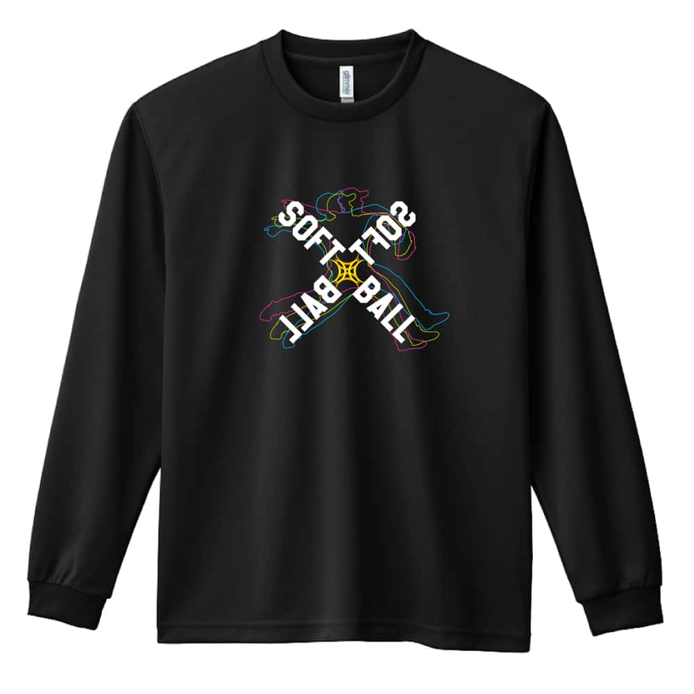 ソフトボール ネオンスタイルのクロスSOFTBALL 吸水速乾ドライロングTシャツ