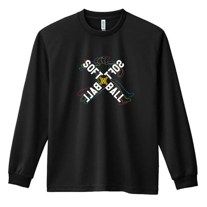 ソフトボール ネオンスタイルのクロスSOFTBALL 吸水速乾ドライロングTシャツ
