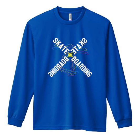 スケボー ネオンスタイルのクロスSKATEBOARD 吸水速乾ドライロングTシャツ