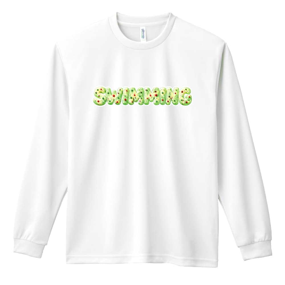水泳 ポップなアイスのSWIMMINGロゴ 吸水速乾ドライロングTシャツ