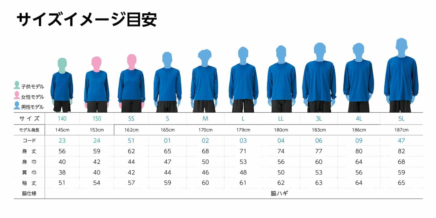 サイズ別の着用イメージ