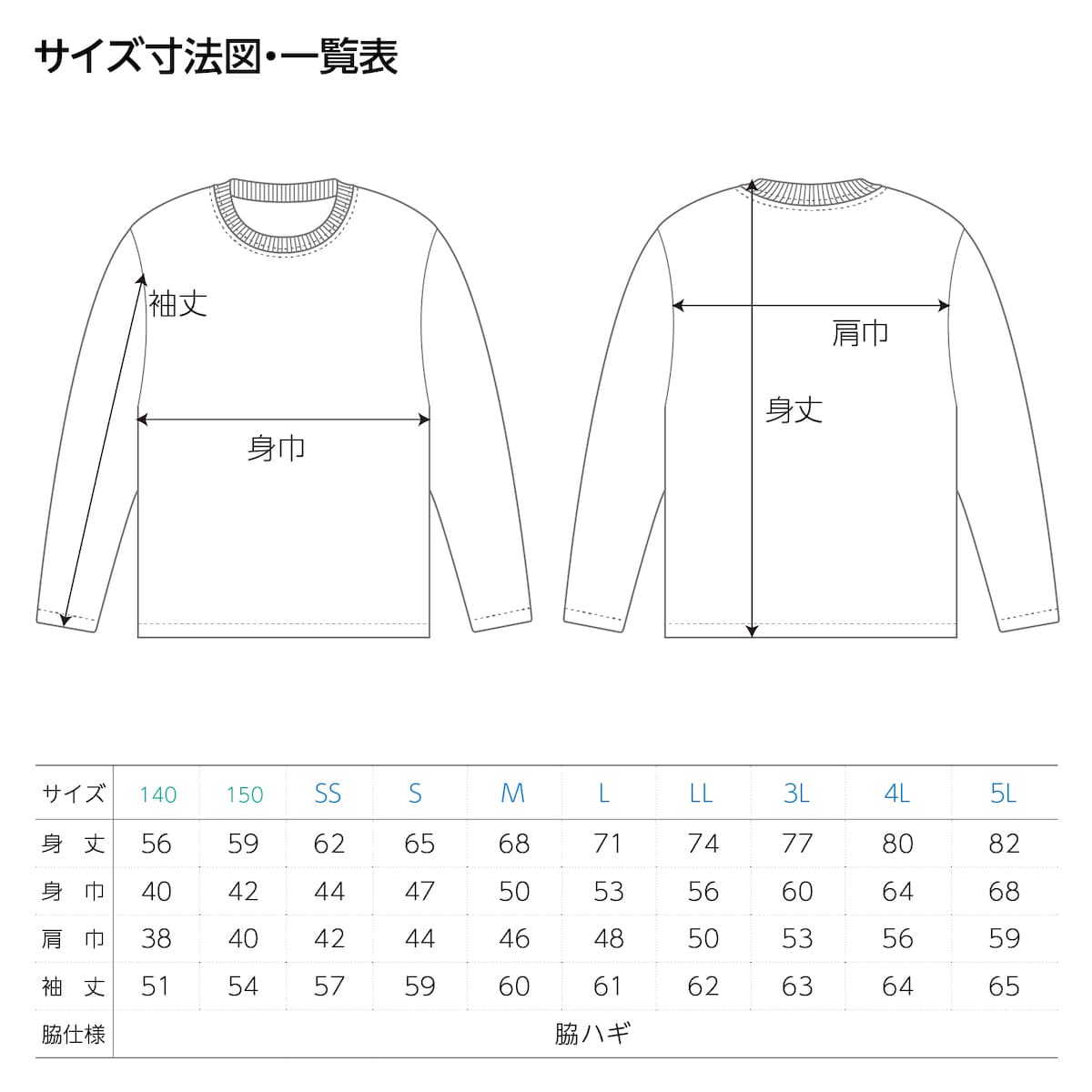 サイズ表・寸法図